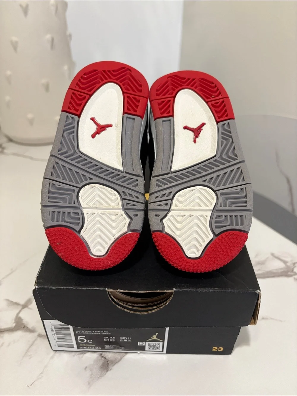 Jordan Kids' Black/Red/Grey Retro Style Sneakers